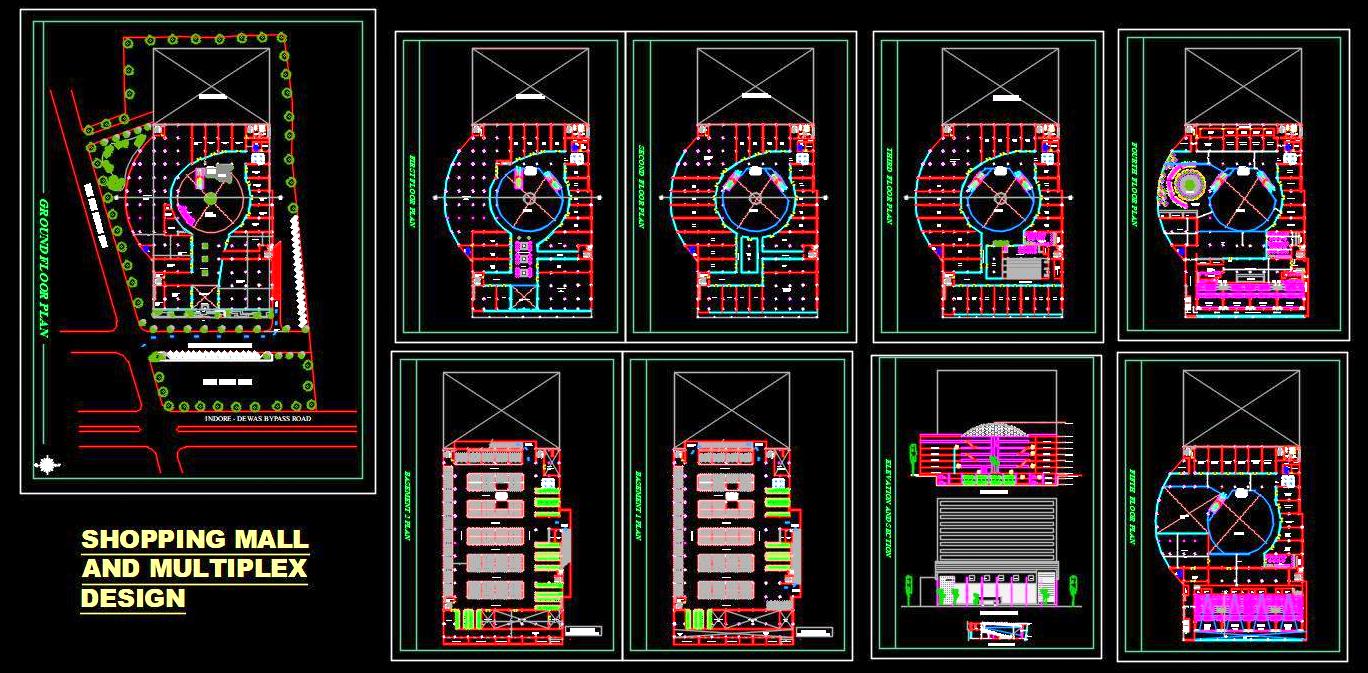 G+5 Shopping Mall & Multiplex Autocad Architectural Details